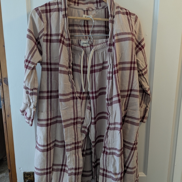 Pact Other - Plaid Lounge Set with Burgundy and Cream